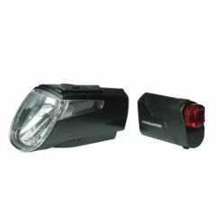 Trelock LED-Akku-Leuchten Set I-go Power LS 460/720 Schwarz Mit Halter 40 Lux STVZO