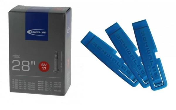 1x Schwalbe Schlauch SV17 (28/47-622/635) - 28 Zoll - 1x Reifenheber 3 Stk. 3 1x Schwalbe Schlauch SV17 (28/47-622/635) - 28 Zoll - 1x Reifenheber 3 Stk.
