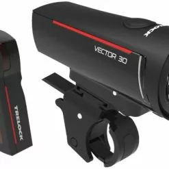 Trelock LED-Akku-LeuchtenSet I-go Vector LS 300/740, Schwarz Mit Halter STVZO