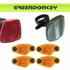 Busch-mueller Reflektor-Set - Frontstrahler + Rückstrahler + Speichenstrahler StVZO Mit Reflexband Gelb Klettversc